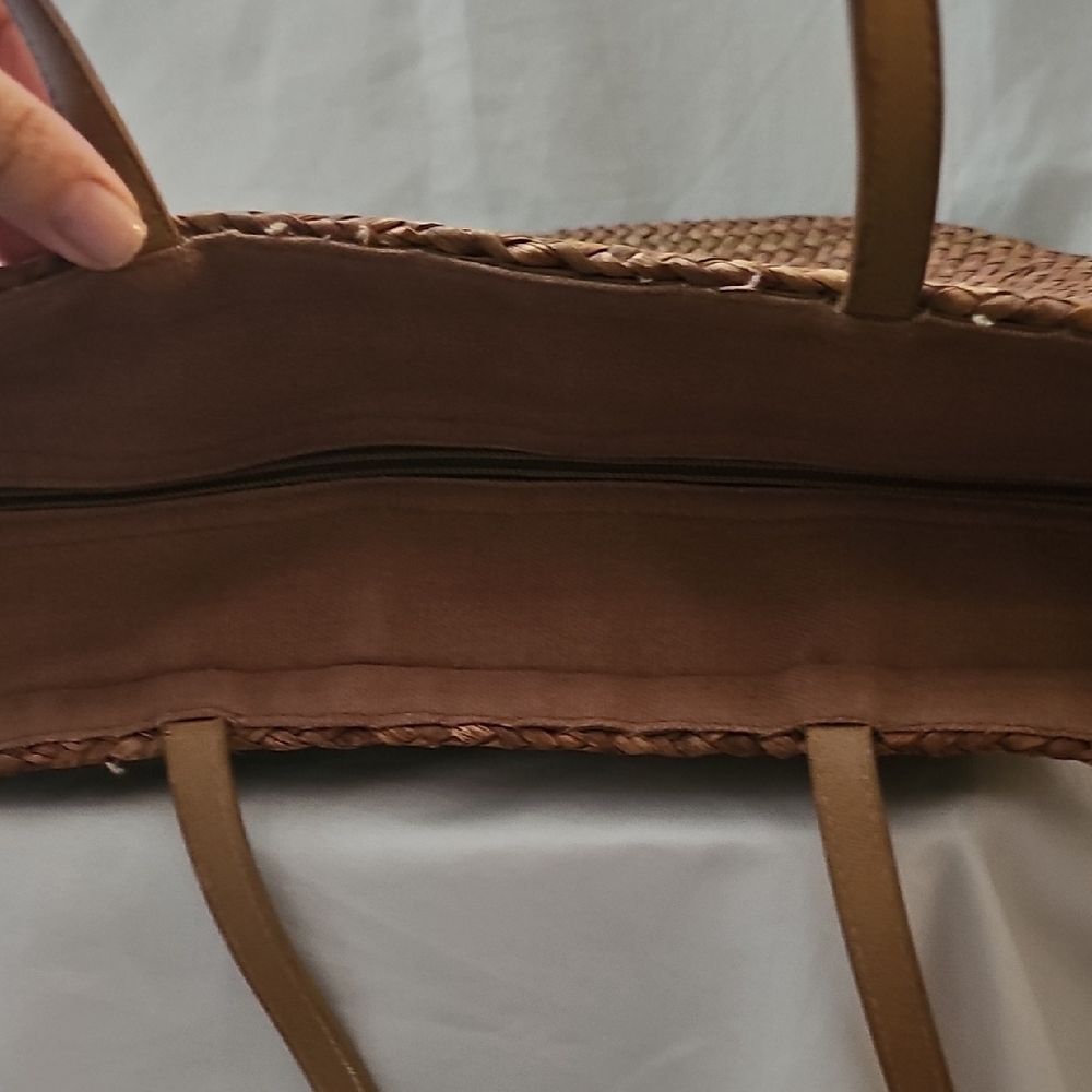 Cappelli Straworld Brown and Tan Shoulder Bag with Woven Design - Picture 6 of 6